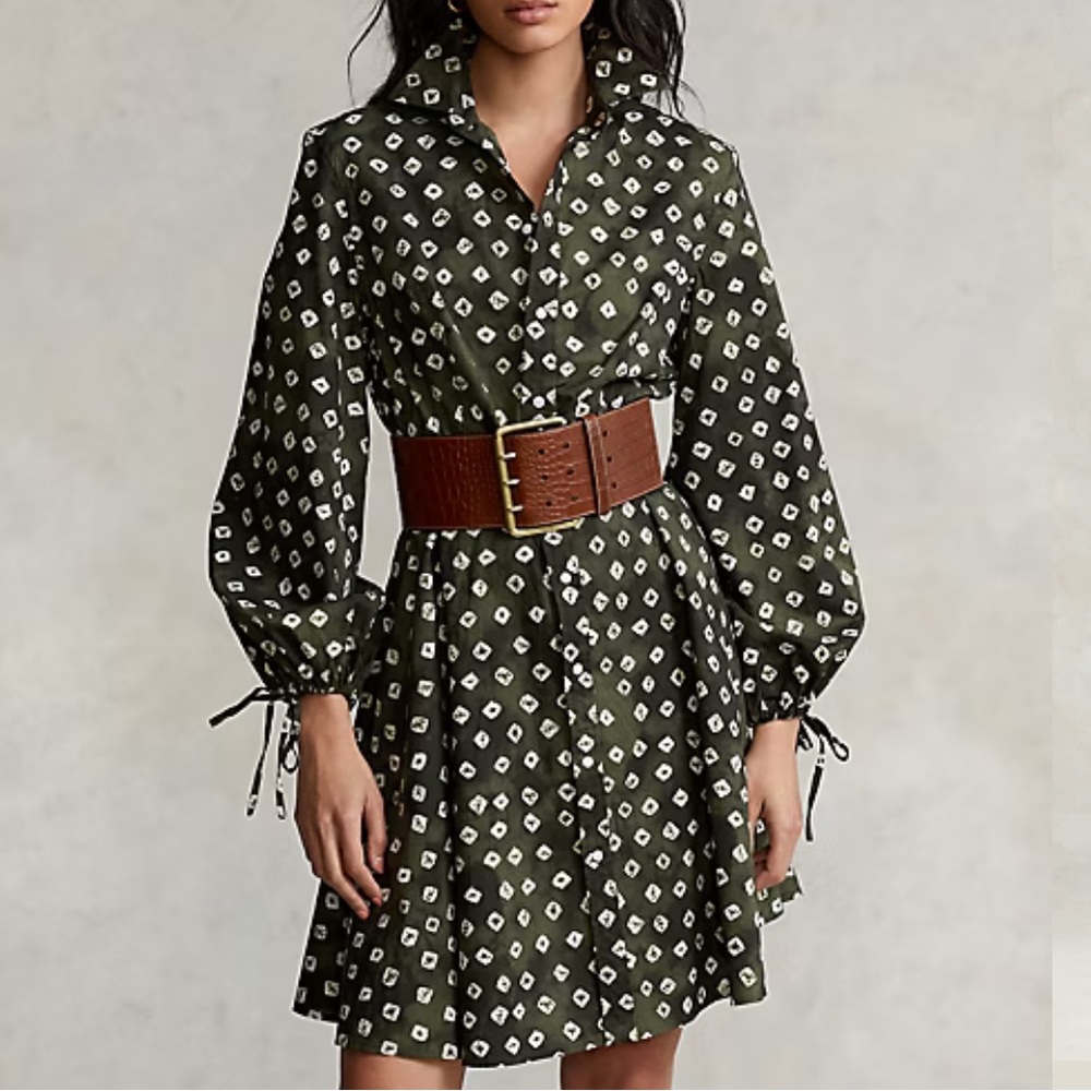 Polo Ralph Lauren Block-Print Tie-Cuff Cotton Shirtdress - Picture 6 of 10